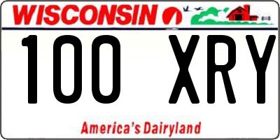 WI license plate 100XRY