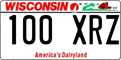 WI license plate 100XRZ
