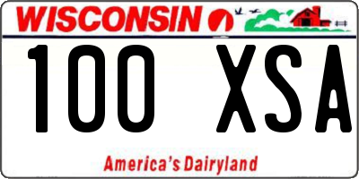 WI license plate 100XSA