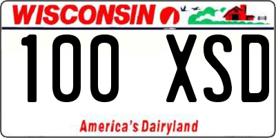 WI license plate 100XSD
