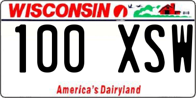 WI license plate 100XSW