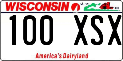 WI license plate 100XSX
