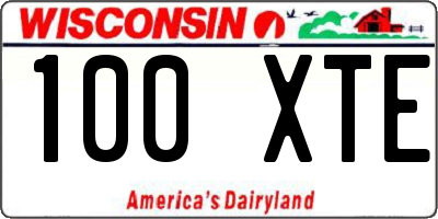 WI license plate 100XTE