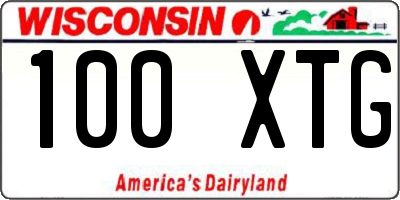 WI license plate 100XTG