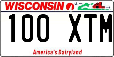 WI license plate 100XTM