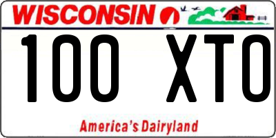 WI license plate 100XTO