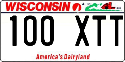 WI license plate 100XTT