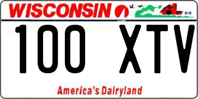WI license plate 100XTV