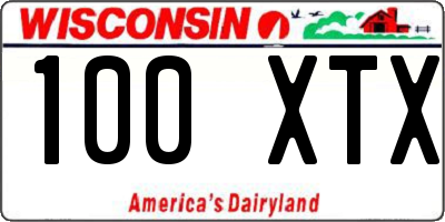 WI license plate 100XTX