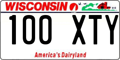 WI license plate 100XTY
