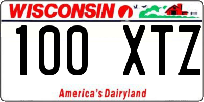 WI license plate 100XTZ