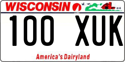 WI license plate 100XUK