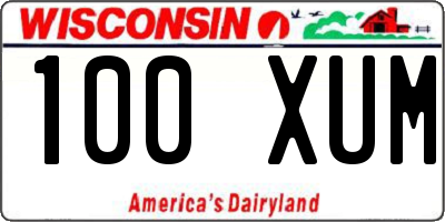 WI license plate 100XUM