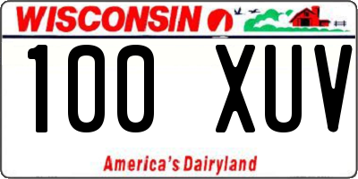 WI license plate 100XUV