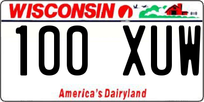WI license plate 100XUW