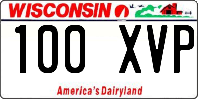 WI license plate 100XVP