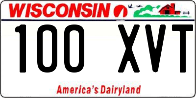 WI license plate 100XVT