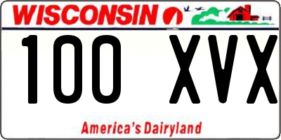 WI license plate 100XVX