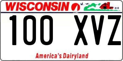 WI license plate 100XVZ
