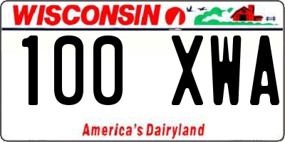 WI license plate 100XWA