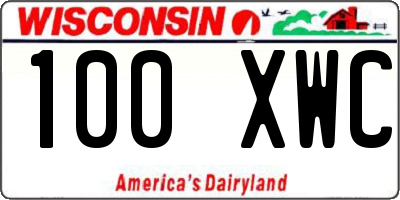 WI license plate 100XWC