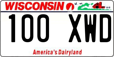 WI license plate 100XWD