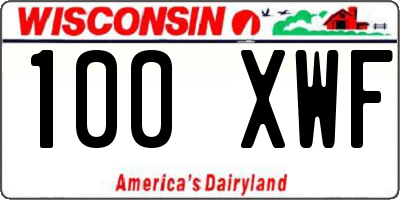 WI license plate 100XWF