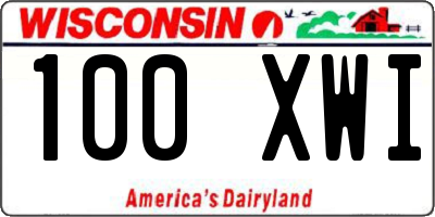 WI license plate 100XWI