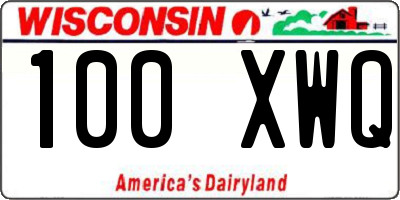 WI license plate 100XWQ