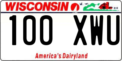 WI license plate 100XWU