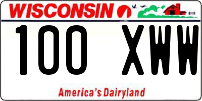 WI license plate 100XWW