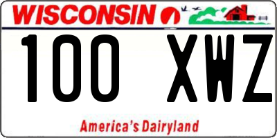 WI license plate 100XWZ