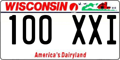 WI license plate 100XXI