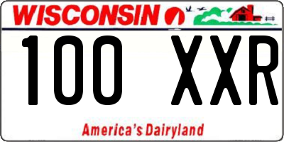 WI license plate 100XXR