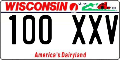 WI license plate 100XXV