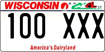 WI license plate 100XXX
