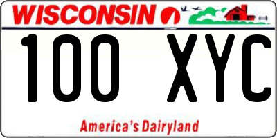 WI license plate 100XYC