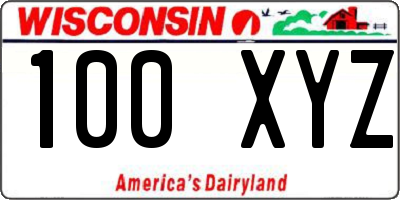 WI license plate 100XYZ