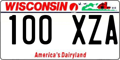 WI license plate 100XZA