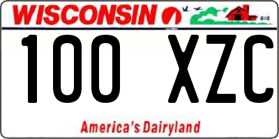 WI license plate 100XZC