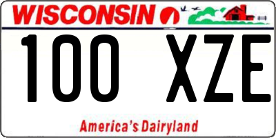 WI license plate 100XZE