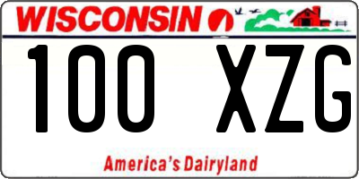 WI license plate 100XZG