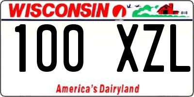 WI license plate 100XZL