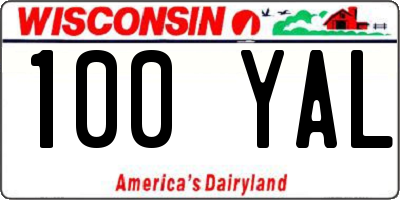WI license plate 100YAL