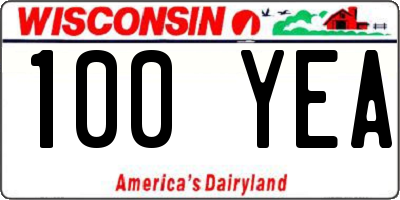 WI license plate 100YEA