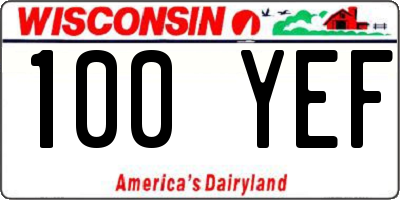 WI license plate 100YEF