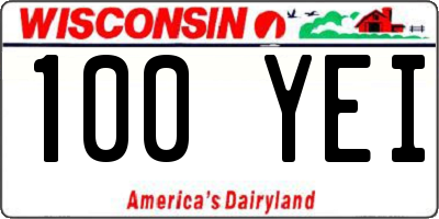 WI license plate 100YEI