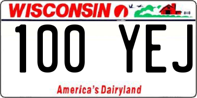 WI license plate 100YEJ