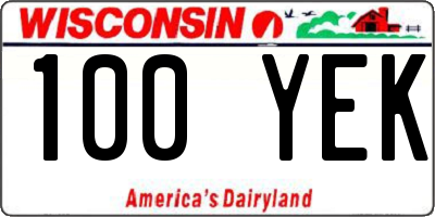 WI license plate 100YEK