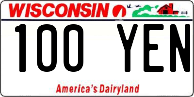 WI license plate 100YEN